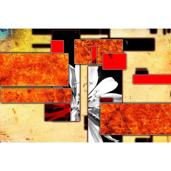 Obraz nádherný kvet v oranžovom ráme