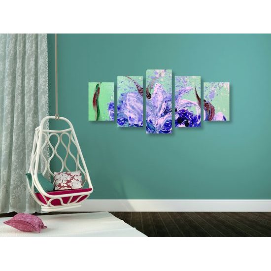 5-dielny obraz umelecká abstrakcia pivónie
