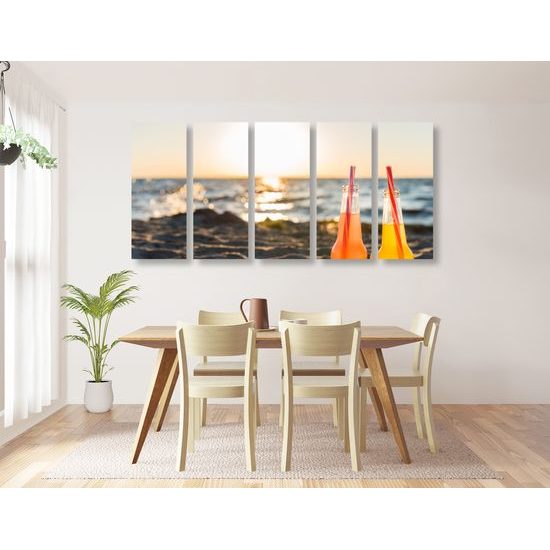 5-dielny obraz oddych na pláži