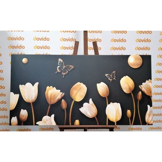 Obraz tulipány ladené do zlatista