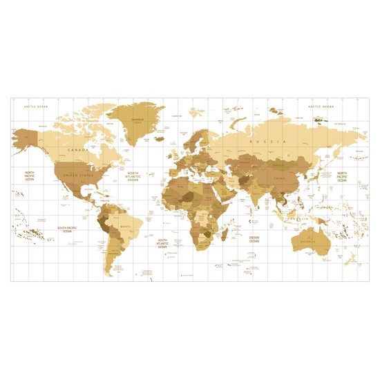 Obraz na korku stará mapa sveta v béžovom prevedení