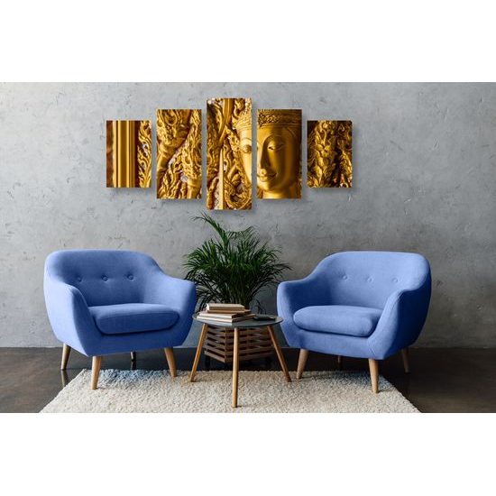 5-dielny obraz zlatý Budha