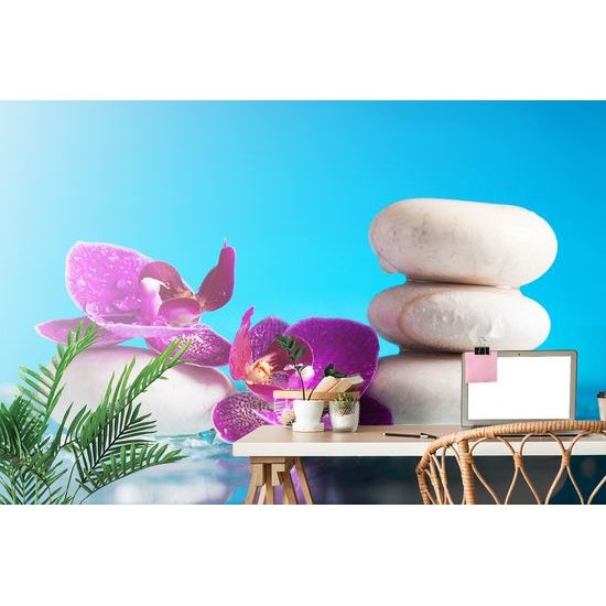 Samolepiaca fototapeta spa zátišie s modrým pozadím