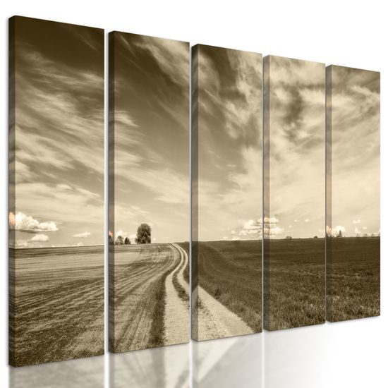 5-dielny obraz nádherná krajina v sépiovom prevedení