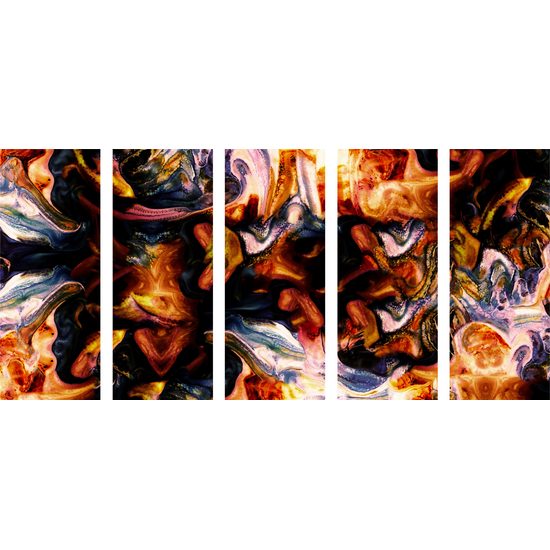 5-dielny obraz abstraktné stvárnenie ohňa