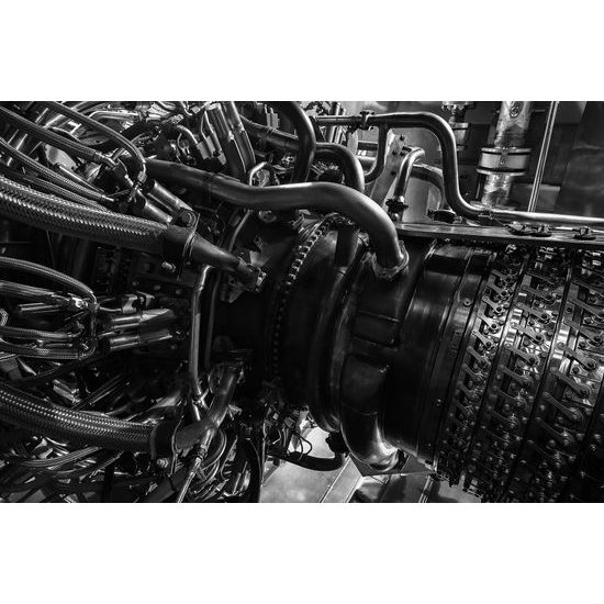 Obraz turbína v čiernobielom prevedení