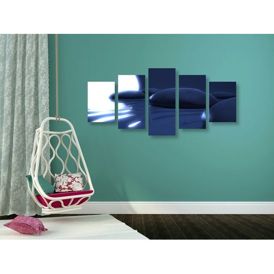 5-dielny obraz kamene pod splnom mesiaca