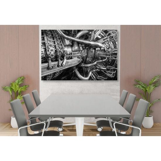 Obraz dokonale prepracovaný motor turbíny v čiernobielom prevedení