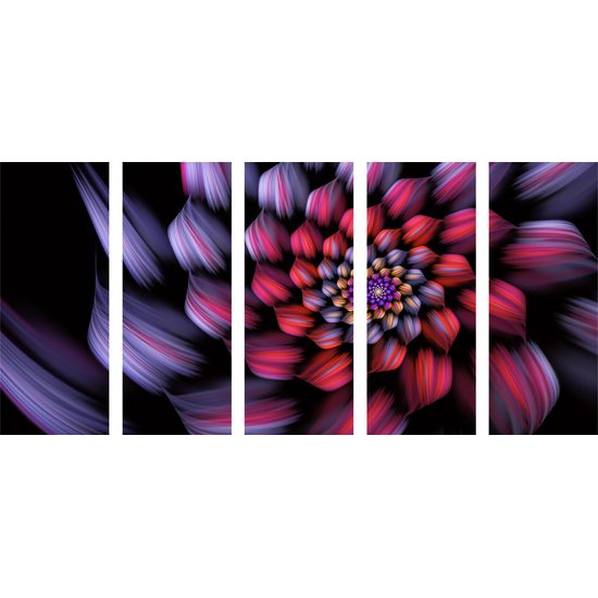 5-dielny obraz kvetinová abstrakcia
