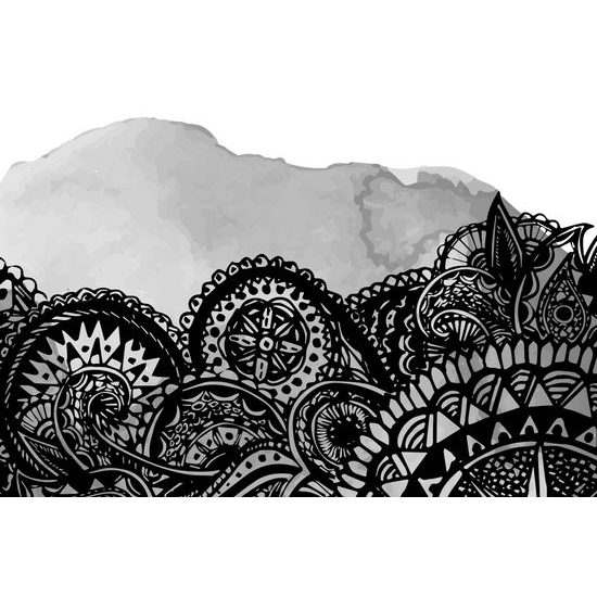 Obraz zaujímavá čiernobiela Mandala