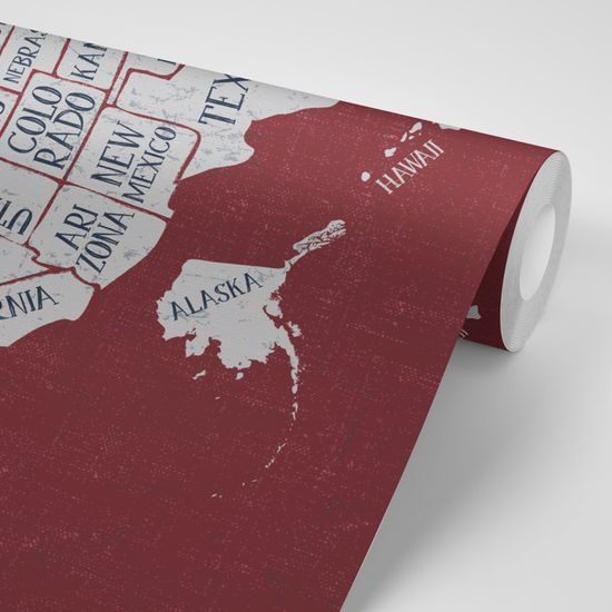 Tapeta moderná mapa USA s bordovým pozadím