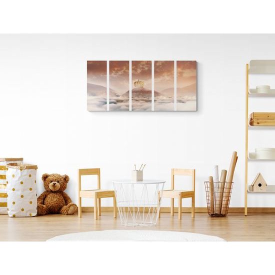 5-dielny obraz domček z tekvice na vrchole hory