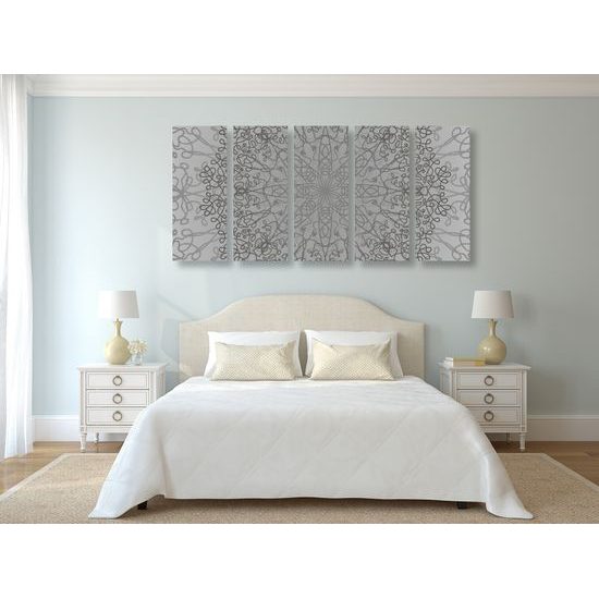 5-dielny obraz sivá umelecká abstrakcia