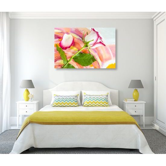 Obraz ruža s pestrofarebným pozadím