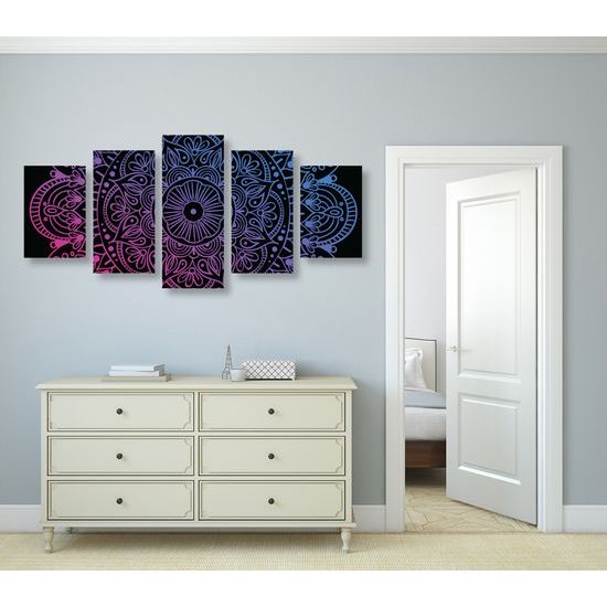 5-dielny obraz fialová Mandala