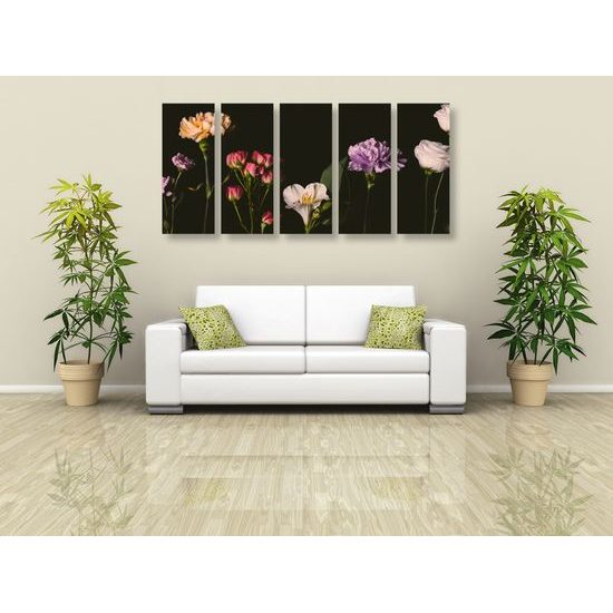 5-dielny obraz nádherné kvety