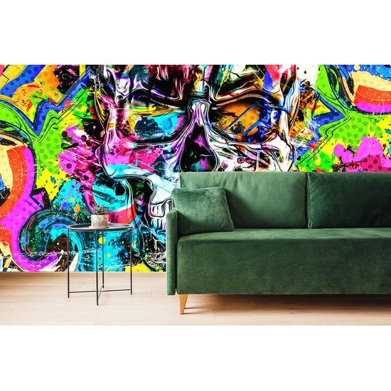 Samolepiaca tapeta lebka v pop art prevedení