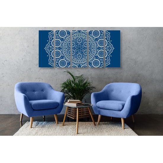 5-dielny obraz nežná Mandala na modrom pozadí