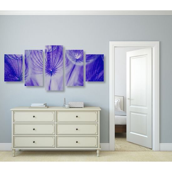 5-dielny obraz abstraktná púpava v fialovom prevedení