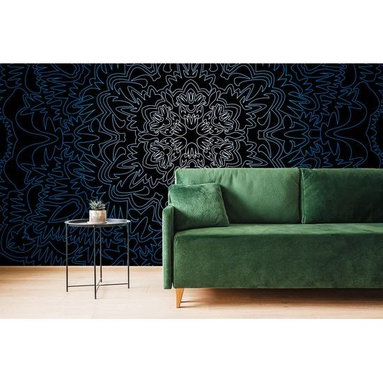 Tapeta exotická Mandala v modrom prevedení