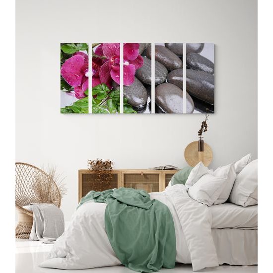 5-dielny obraz wellness zátišie a kvet orchidey