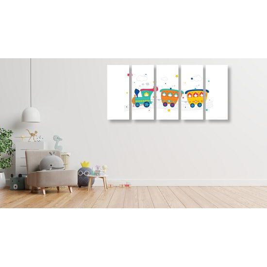 5-dielny obraz krásny rozprávkový vláčik