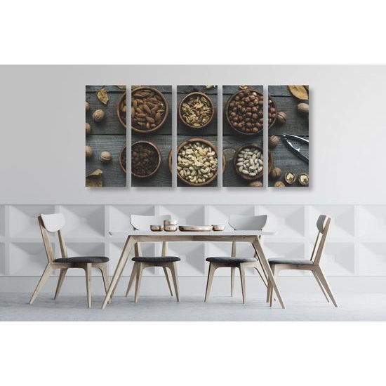 5-dielny obraz oriešky v miskách