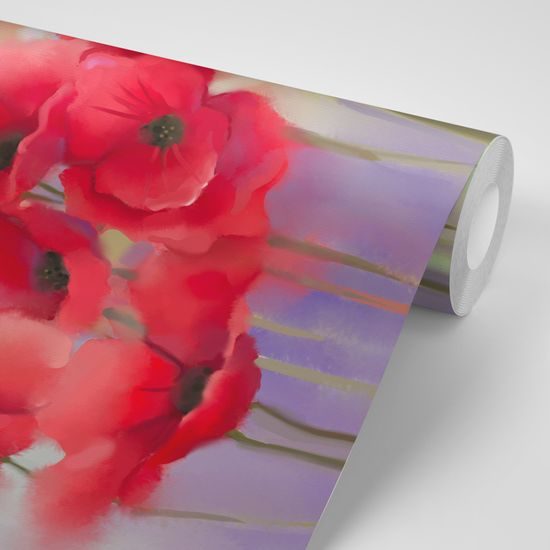 Nádherná samolepiaca tapeta maľba vlčích makov