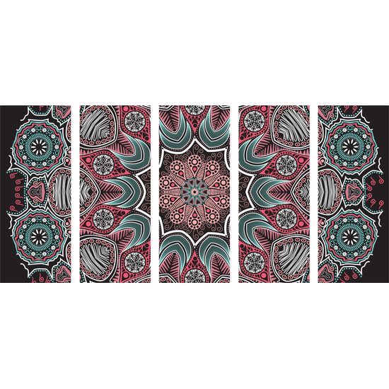 5-dielny obraz kvetinová Mandala