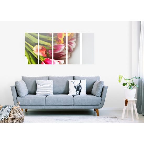 5-dielny obraz kytica jarných tulipánov