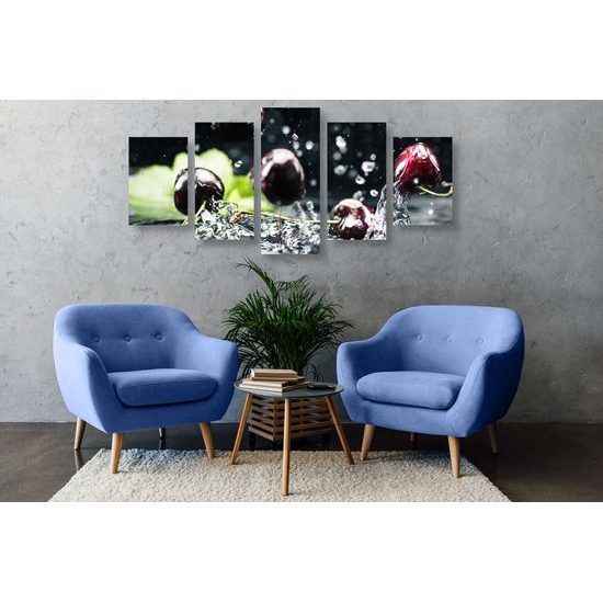 5-dielny obraz chutné šťavnaté čerešne