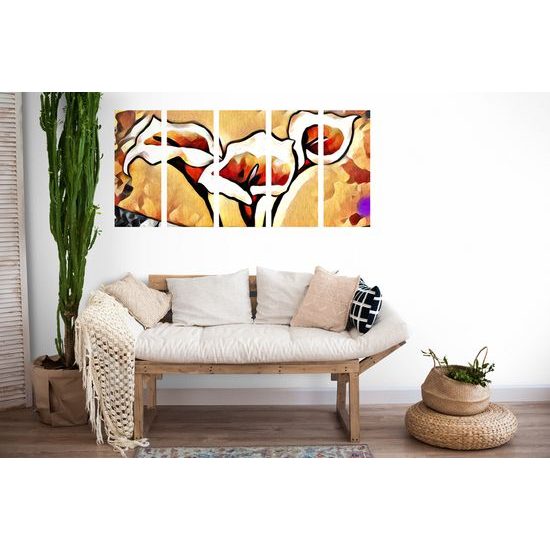 5-dielny obraz dychberúce etno kaly