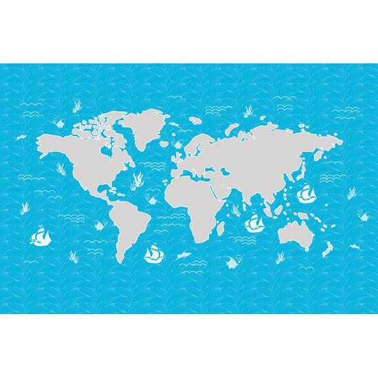Samolepiaca tapeta mapa sveta s motívom mora