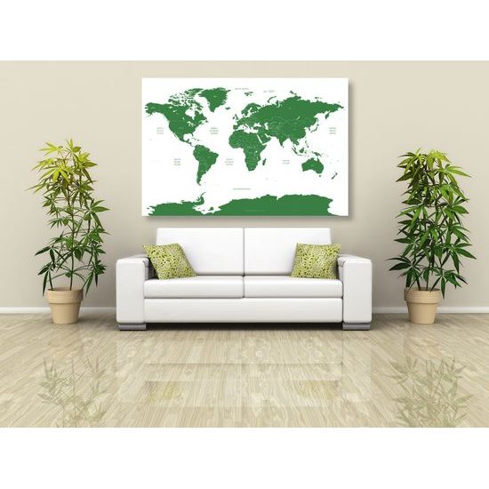 Obraz podrobná mapa sveta v zelenej farbe
