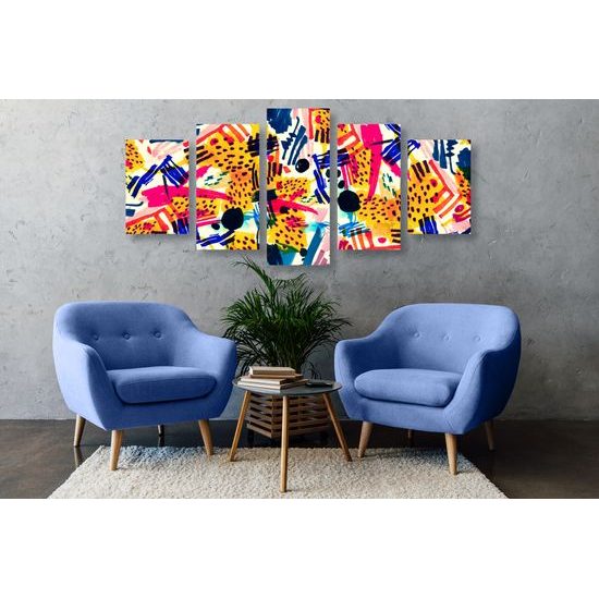 5-dielny obraz abstrakcia v pop art prevedení