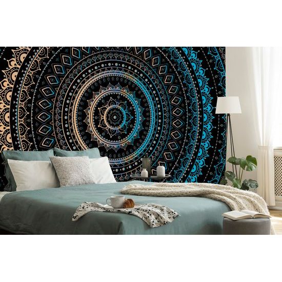 Samolepiaca tapeta krásna modro zlatá Mandala