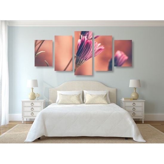 5-dielny obraz krásne ružové puky
