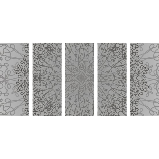 5-dielny obraz sivá umelecká abstrakcia