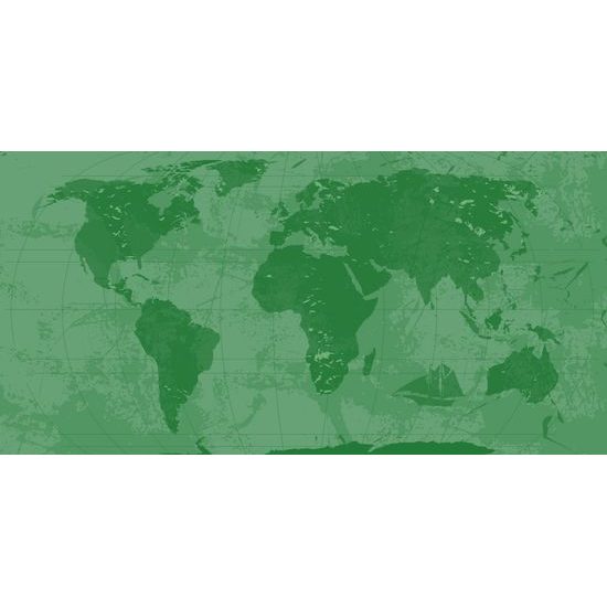 Obraz na korku historická mapa sveta v zelenom prevedení
