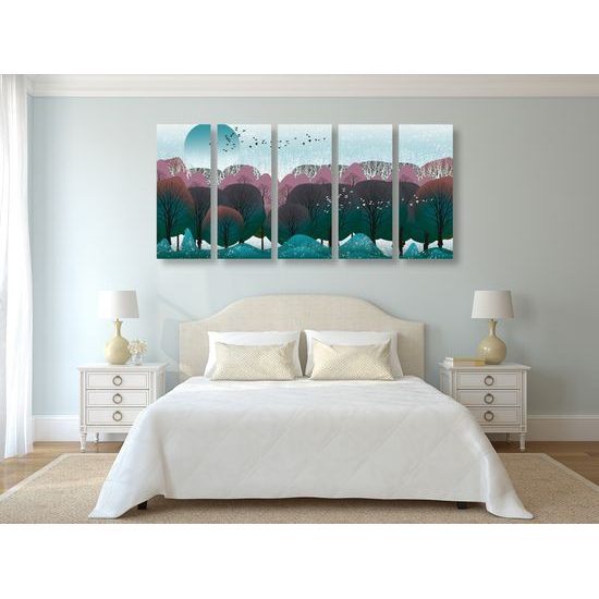 5-dielny obraz zimná krajina