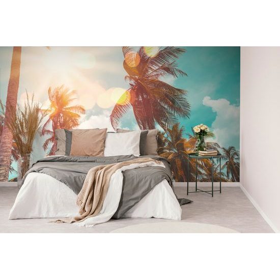 Samolepiaca tapeta palmy v lúčoch slnka