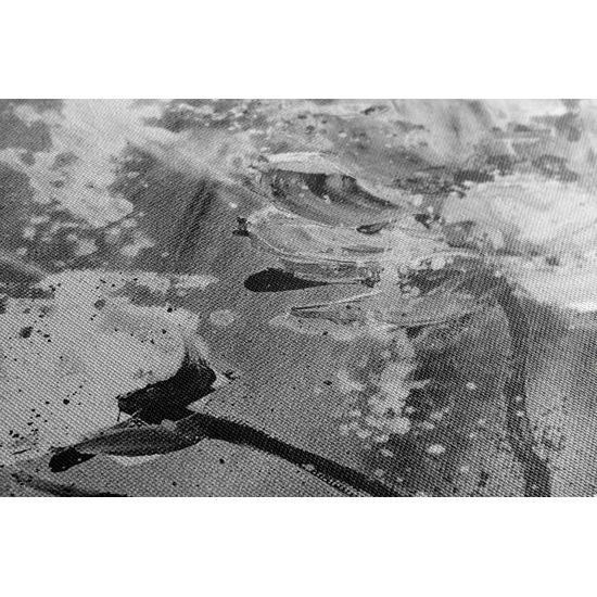 Obraz čiernobiela maľba kvetov