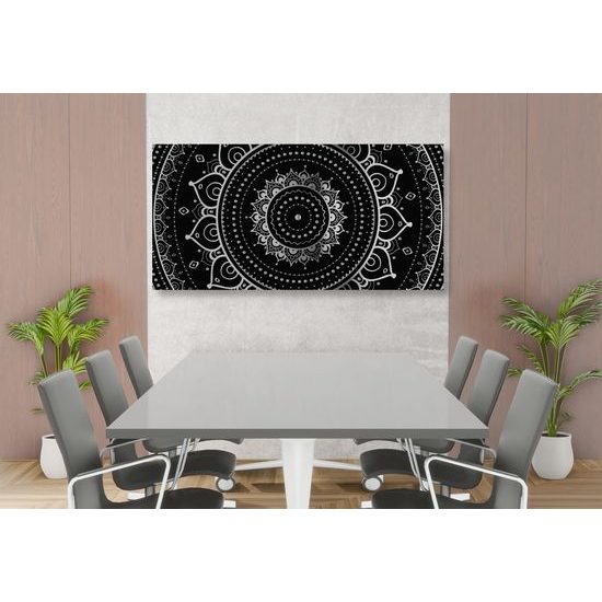 Obraz magická Mandala v čiernobielom prevedení