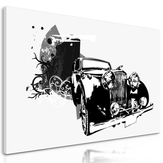 Obraz veterán na abstraktnom pozadí v čiernobielom prevedení