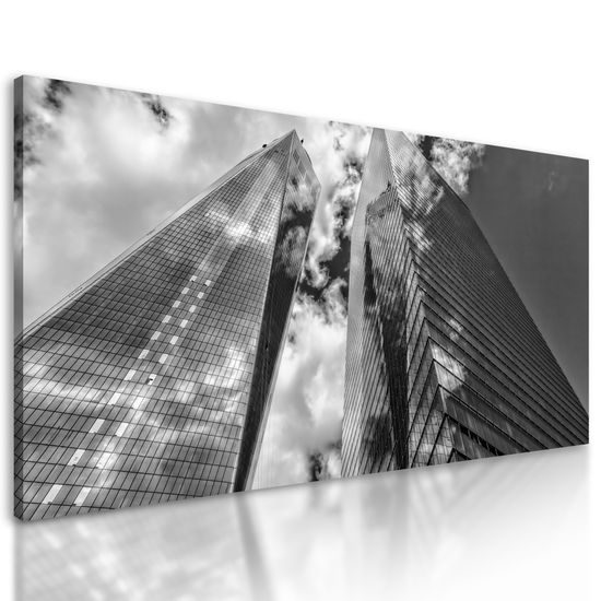 Obraz mrakodrapy v čiernobielom prevedení