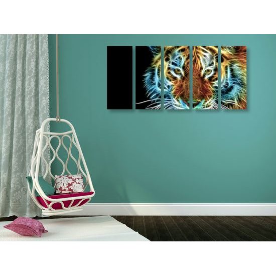 5-dielny obraz abstraktný tiger