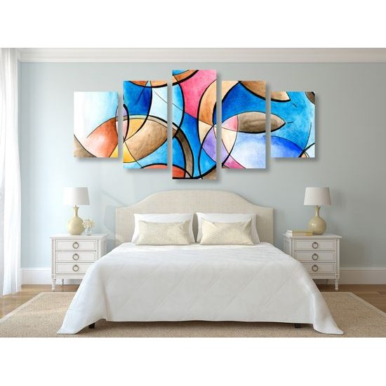 5-dielny obraz zobrazenie tvarov v abstraktnom prevedení