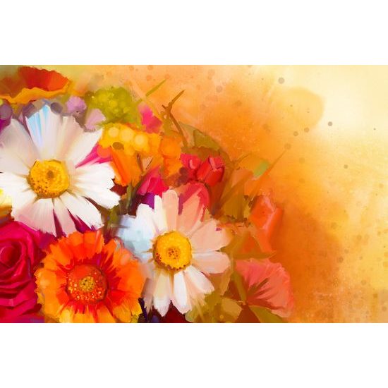 Obraz umelecká maľba pole plné nádherných kvetov