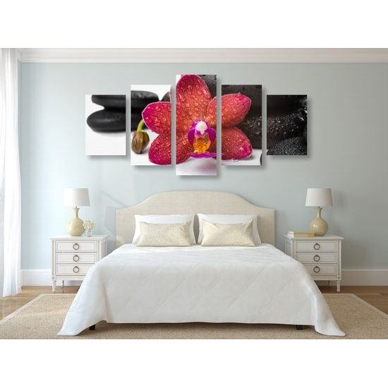 5-dielny obraz zen zátišie a orchidea
