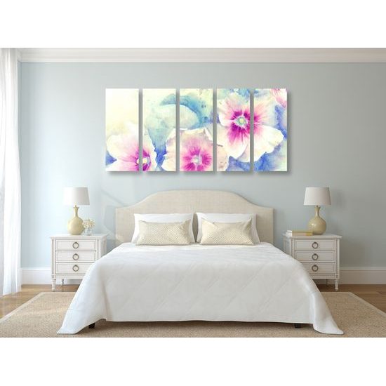 5-dielny obraz maľba pôvabných kvetov